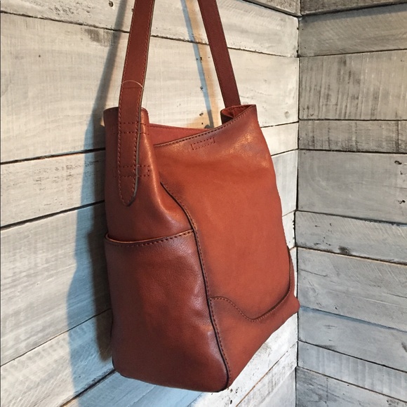NWT Frye Leather Side Pocket Hobo Bag, Cognac - Picture 2 of 6